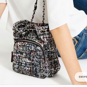 Zara tweed backpack purse